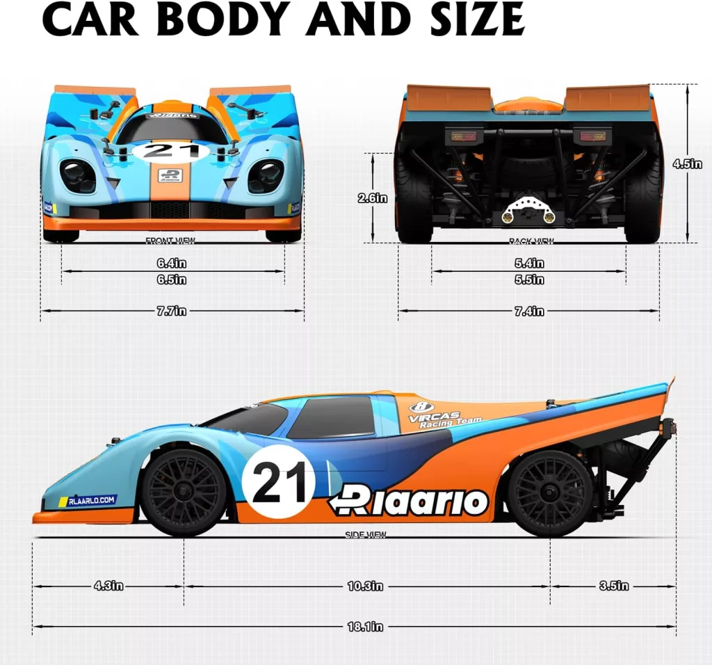 AMORIL 1/10 Fast RC Cars for Adults, Top Speed 60 KM/H On-Road RTR Supercar AK-917 with 80A Brushed ESC,550 13T Motor and 1 * 3300 mah Battery, CyanOrange