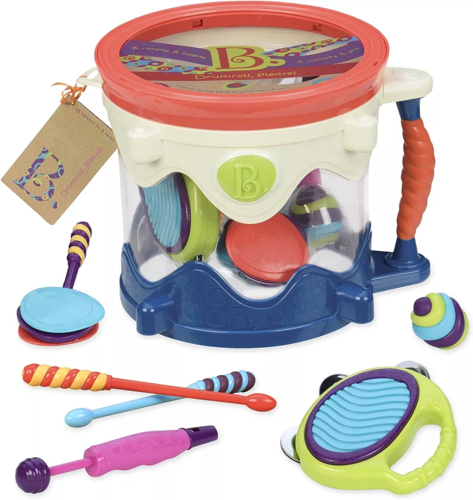 B. toys – Drumroll Please – 7 Musical Instruments Toy Drum Kit - Musical Toys for Kids 18 months + (7-Pcs)