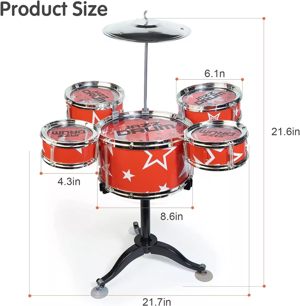 Rock Jazz Drum Set for Kids.Mini Drum Set for Music Enlightenment,Ideal Gift Toy for Kids, Teens, Boys Girls